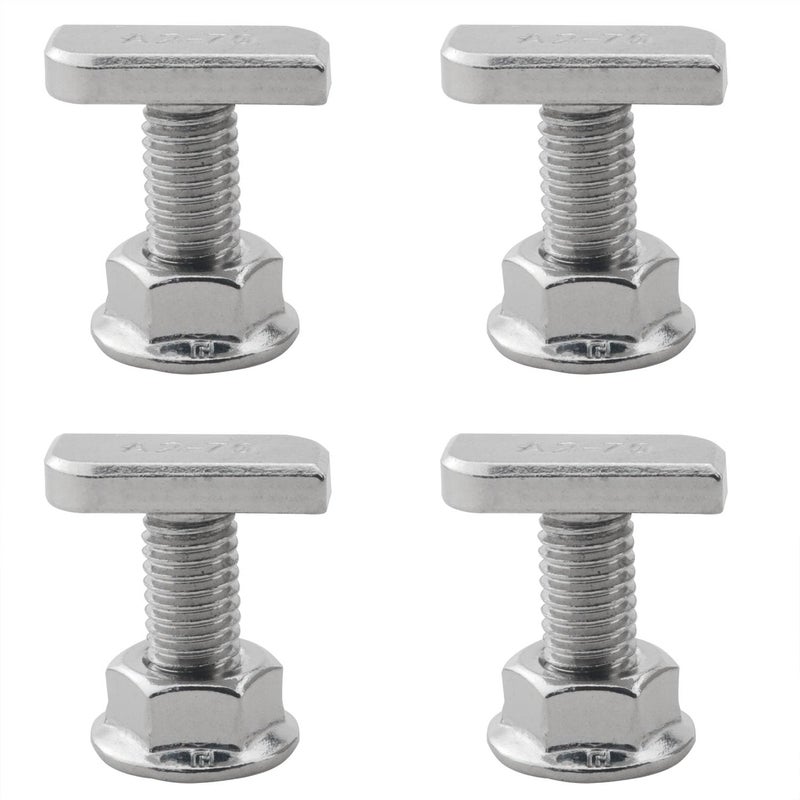 CHENJIN 12PCS Stainless Steel T-Bolts Stud Slide Screws with 12 Hexagonal Flange Nuts M8x20mm Silver Square Head Screws for Photovoltaic Slots for Assembling Furniture Mounting Speakers Casters - Image 4